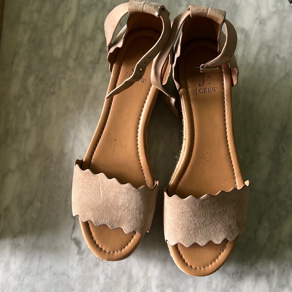 J Crew Factory espadrille/wedge in cream suede - Picture 1 of 6